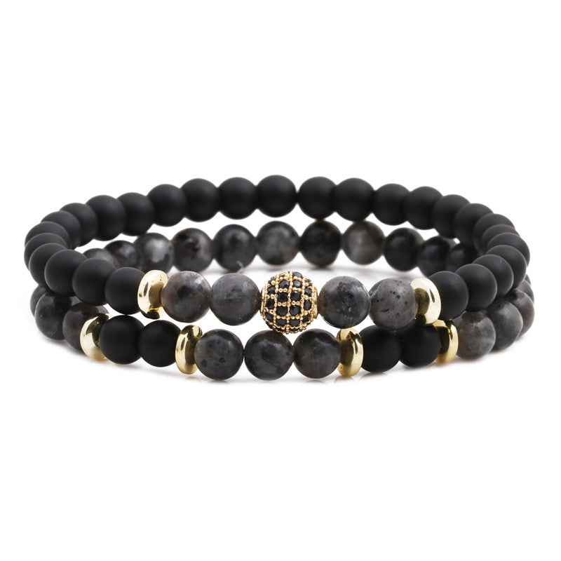 Pulsera de doble capa de bolas de diamante de circón de circón de circón de tigre de tigre al por mayor